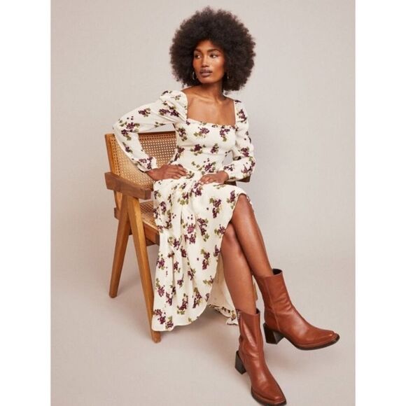 Reformation Kellie Maxi Cream Dress Grape Size 4 - Picture 4 of 12